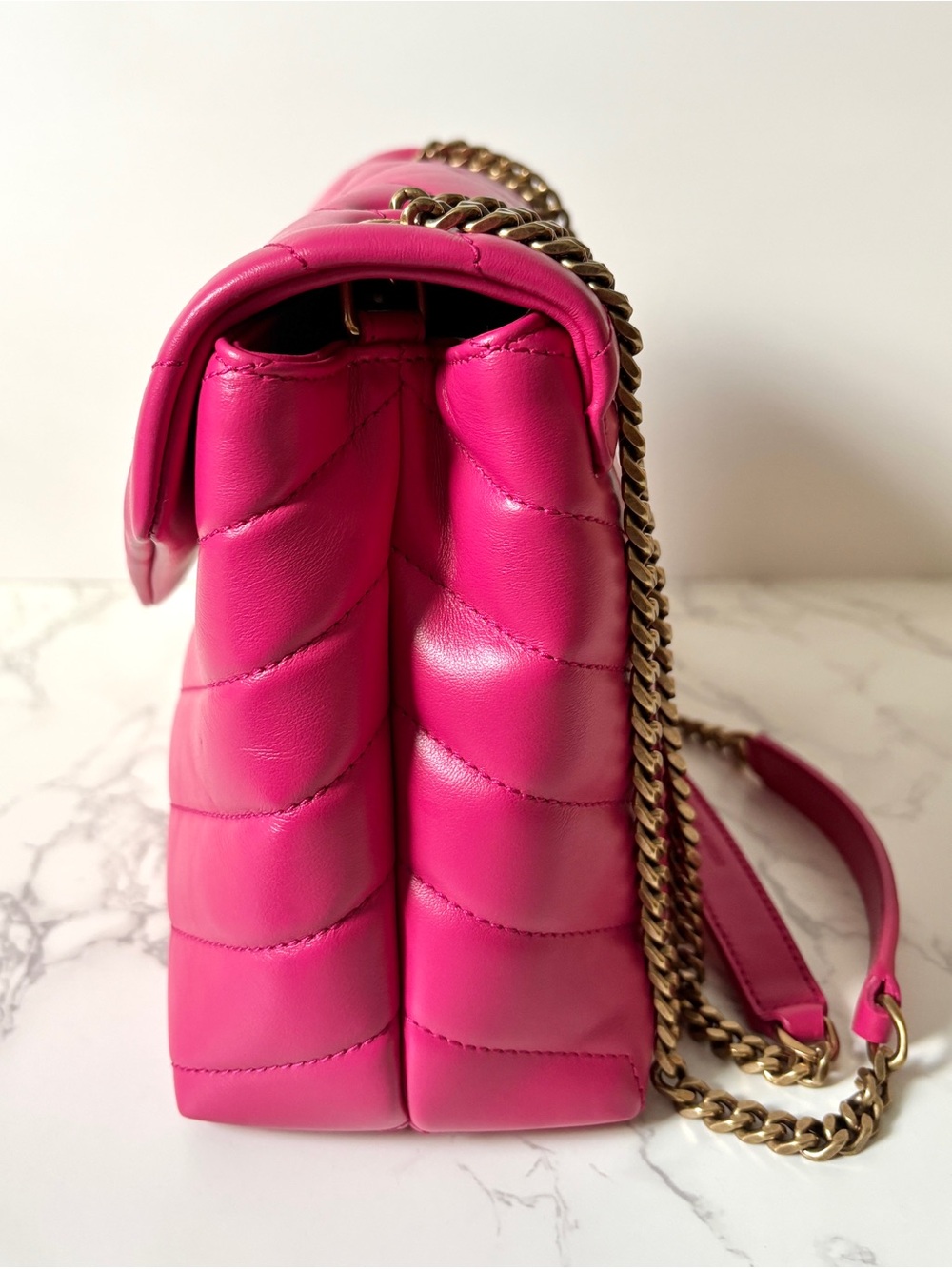 RARE Saint Laurent YSL Small Loulou Pink Fuchsia Shoulder Bag - Picture 5 of 17